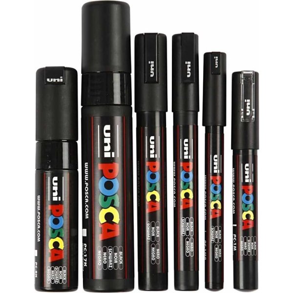 Posca Marker Set | 6 linjebredder | Svart