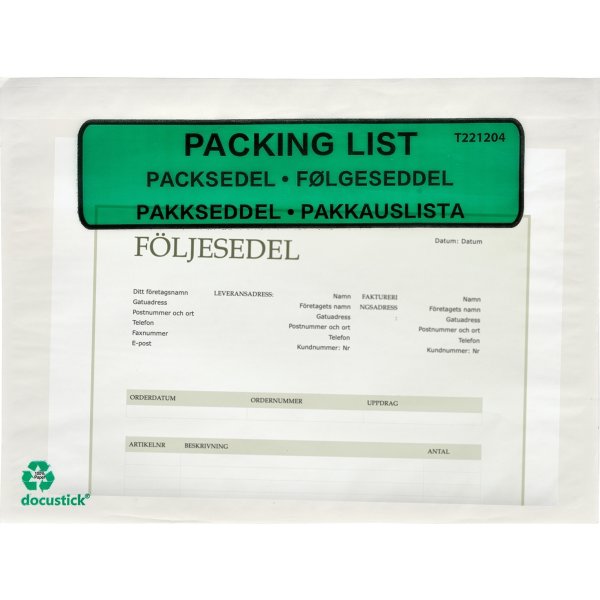 Docustick Green Dokumentficka med tryck | C5 | 100