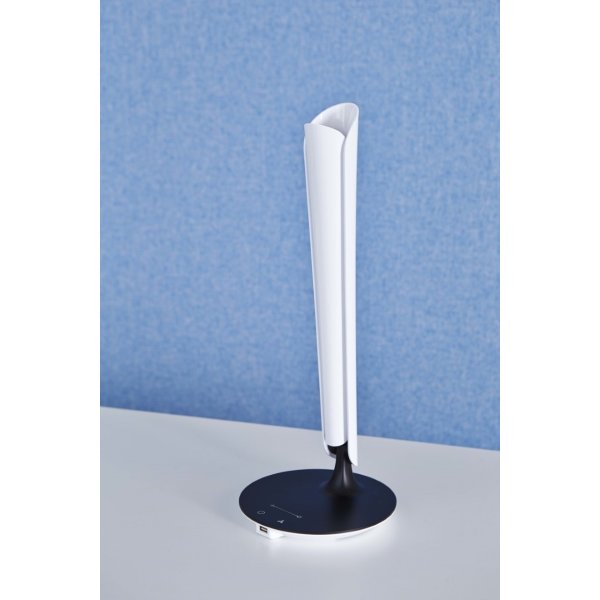 Tulip LED bordslampa, vit/svart, med USB