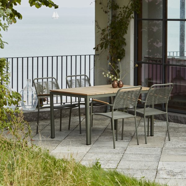 Toscana trädgårdsbord L132 cm + 4 Verona, Olivgrön