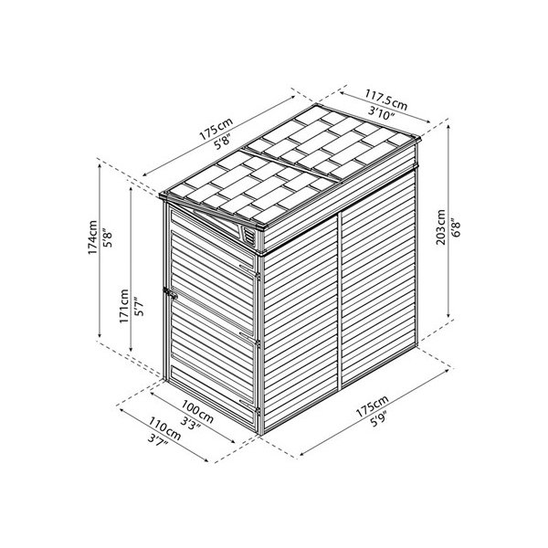 Palram Canopia SKYLIGHT PENT 2, skjul 1 m2