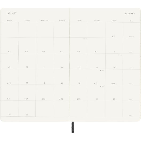 Moleskine kalender | S | L | Månad | Svart