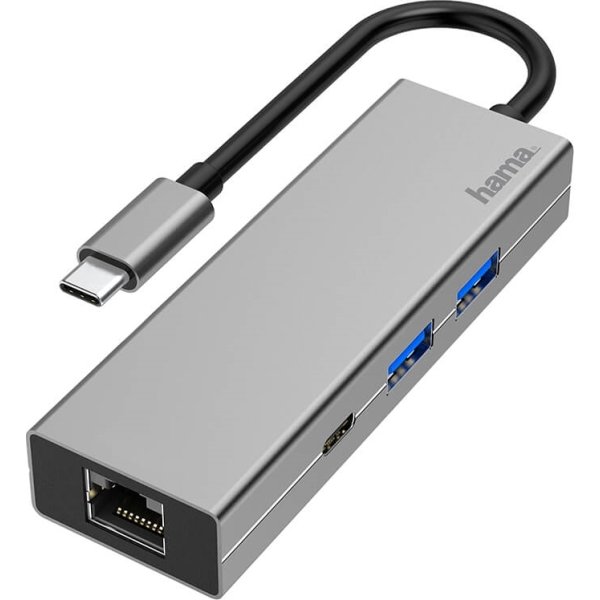 HAMA Hub USB-C 4x portar inkl. LAN