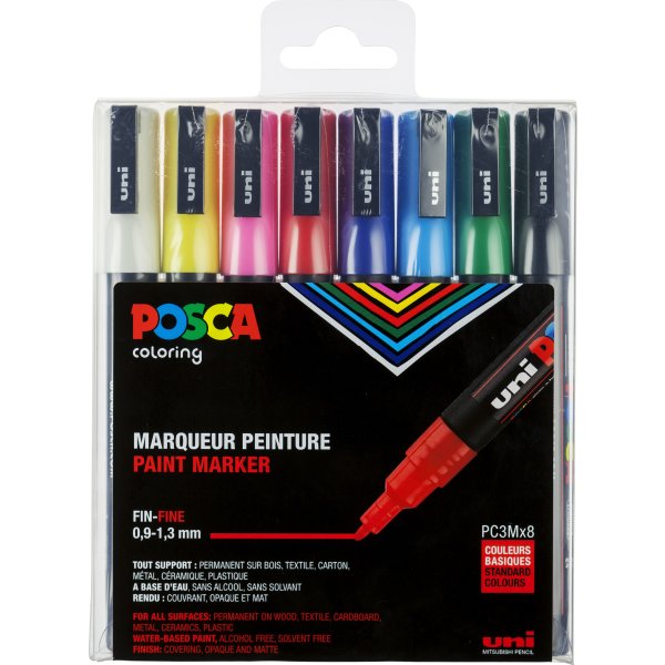 Posca Marker | PC-3M | 1,3 mm | 8 standardfärger