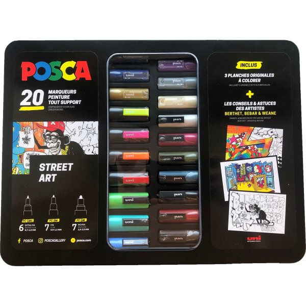 Posca Marker Set | 3 linjebredder | 20 färger
