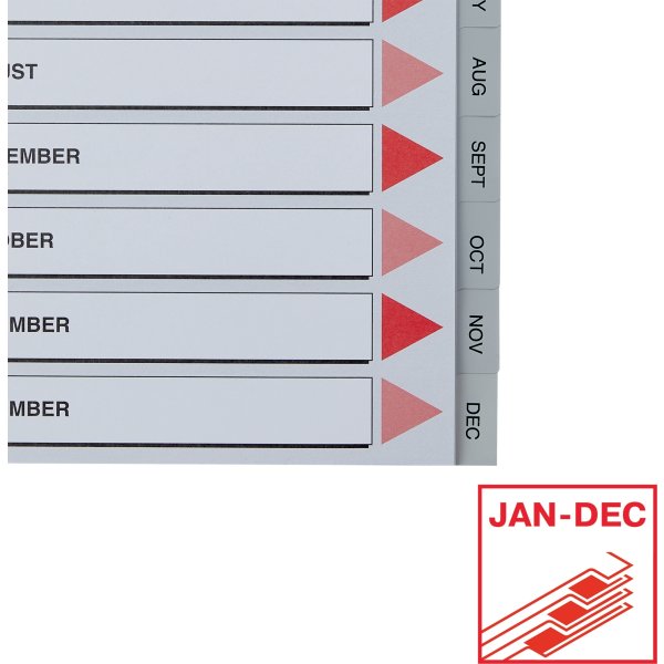 Register Esselte A4 Jan-Dec (Eng.) Grå plast