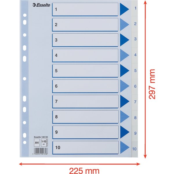 Register Esselte A4 1-10 Plast Vit