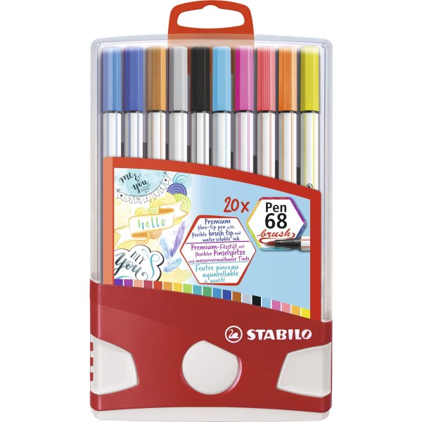 Stabilo Pen 68 tuschpennor penselspets | 20 färger