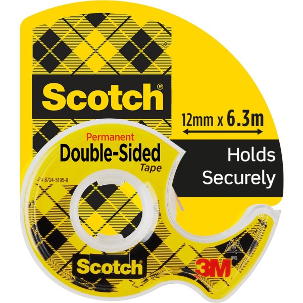 Scotch tejp, dubbelhäftande 12 mm x 6,3 m