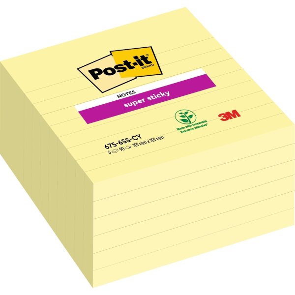 Post-it Notes 101x101 mm, Canary yellow, linjerat