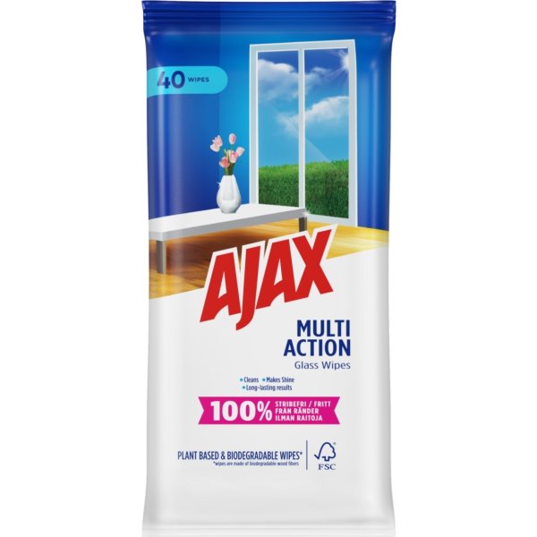 Ajax Wipes, Multi Action, Växtbaserade, 40 st.