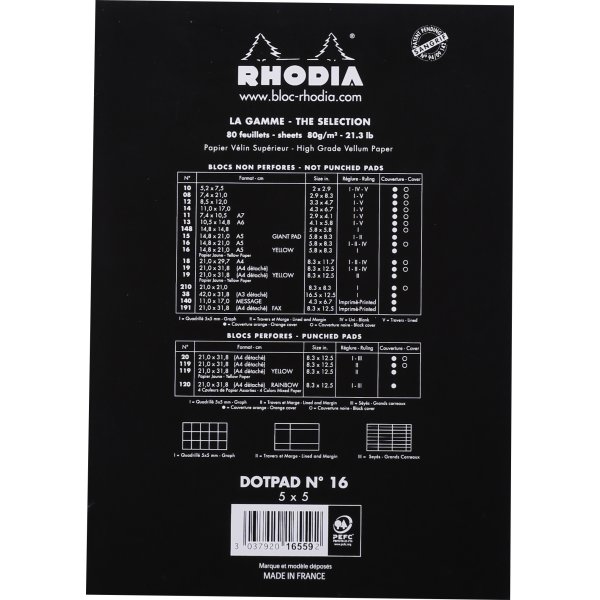 Rhodia Basics anteckningsblock | A5 | Prickigt