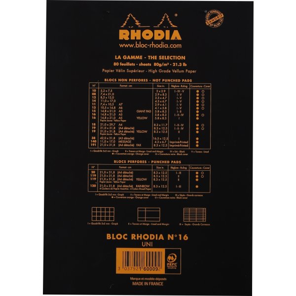 Rhodia Basics Häftat anteckningsblock | A5 | Blank