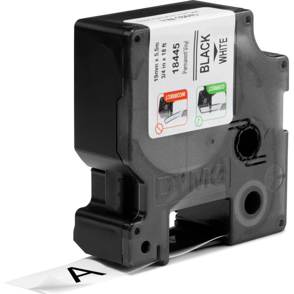 Dymo Rhino Vinyltape 19mm, svart på vit