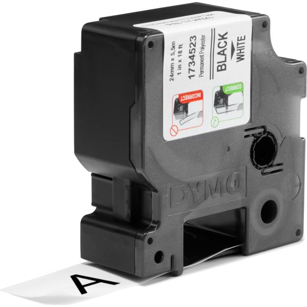 Dymo RHINO Permanent Polyester 24mm, svart på vit