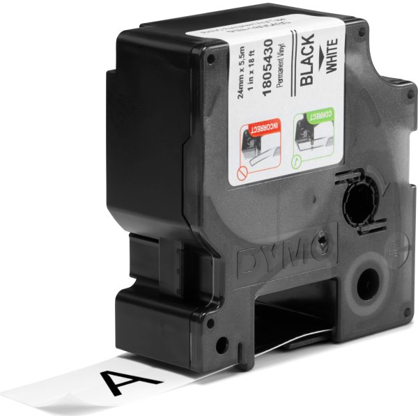 Dymo Rhino Vinyltape 24mm, svart på vit
