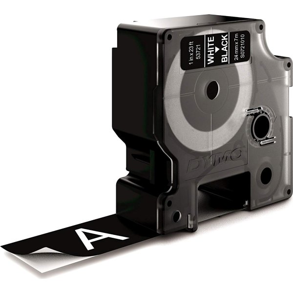 Dymo D1 märktejp 24 mm, vit på svart