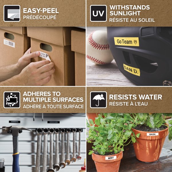 Dymo D1 etikettband 12mm, vit på klar