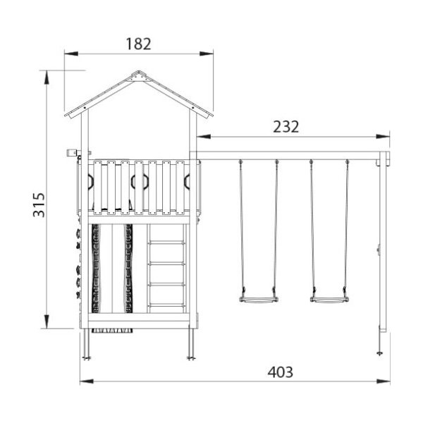 Jungle Gym Chalet 2.1 lektorn, gungor+rutschkana.