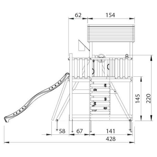 Jungle Gym Chalet 2.1 lektorn, gungor+rutschkana.