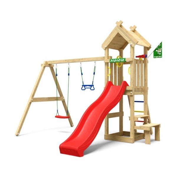 Jungle Gym Totem lektorn, gungor+röd rutschkana