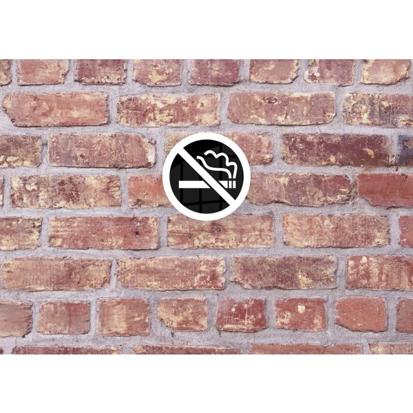 Skylt | Rökning förbjuden | Ø10 cm | Svart