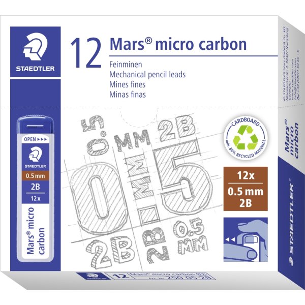 Staedtler Mars Micro 250 Stift, 2B, 0,5 mm, 12 st