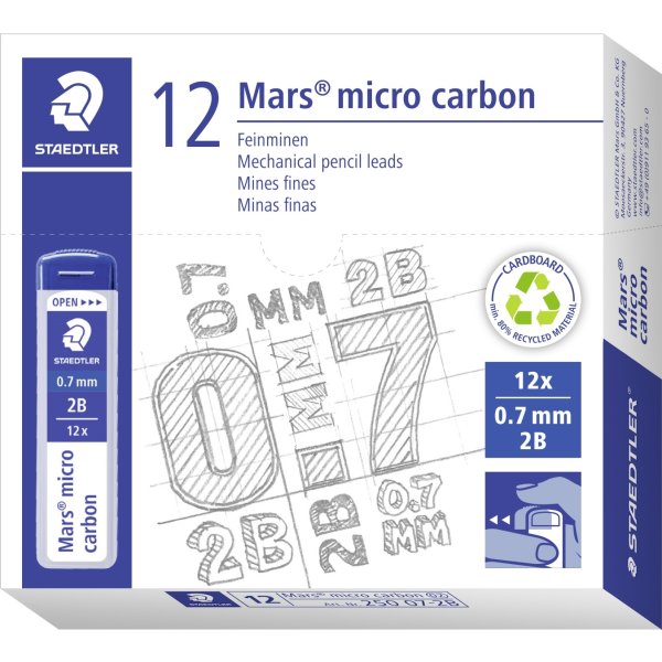 Staedtler Mars Micro 250 Stift 2B 0,7 mm, 12 st