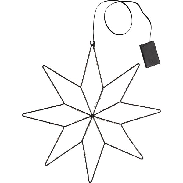 Stjärna m. 50 LED, H43 cm, svart/varmvit