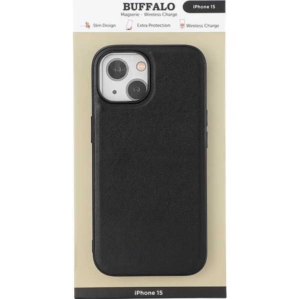 Buffalo PU läderfodral iPhone 15 | Svart
