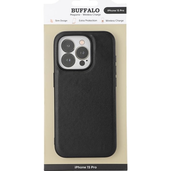 Buffalo PU läderfodral iPhone 15 Pro | Svart