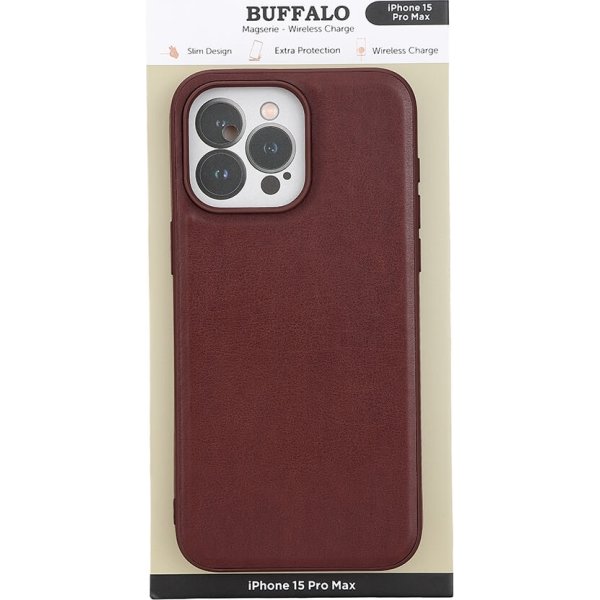Buffalo PU läderfodral iPhone 15 Pro Max | Brun