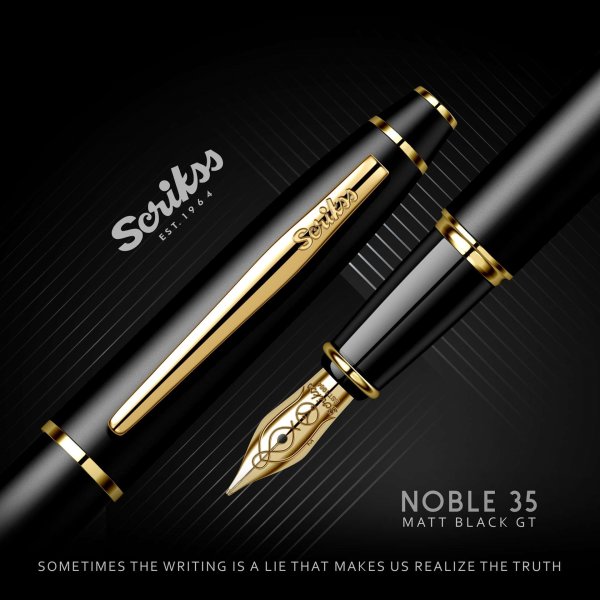 Scrikss Noble reservoarpenna | Mattsvart 23K. guld