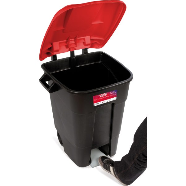 TAYG avfallsbehållare | 120 liter | Svart/röd