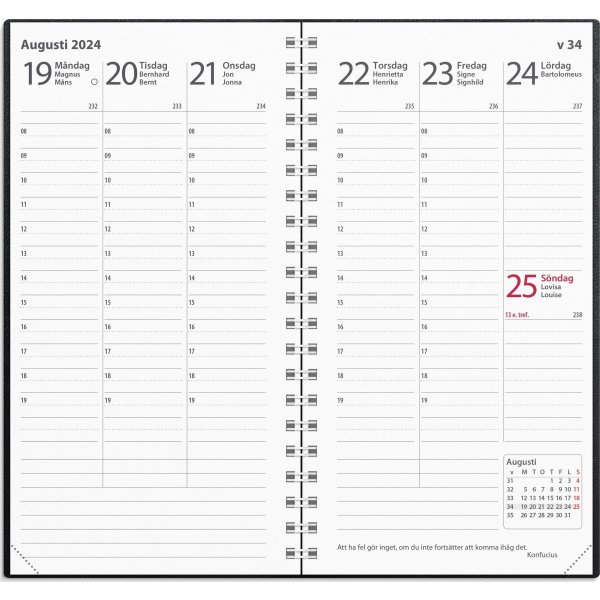 Burde 2024 Kalender Interplano, svart konstläder