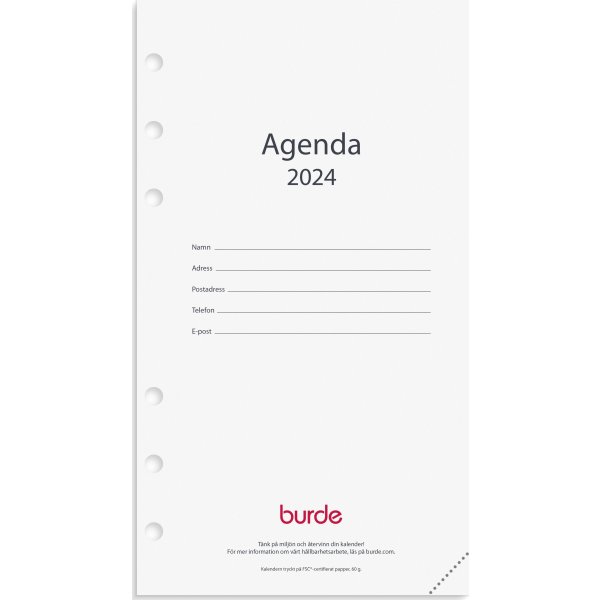 Burde 2024 Kalendersats Regent, Agenda