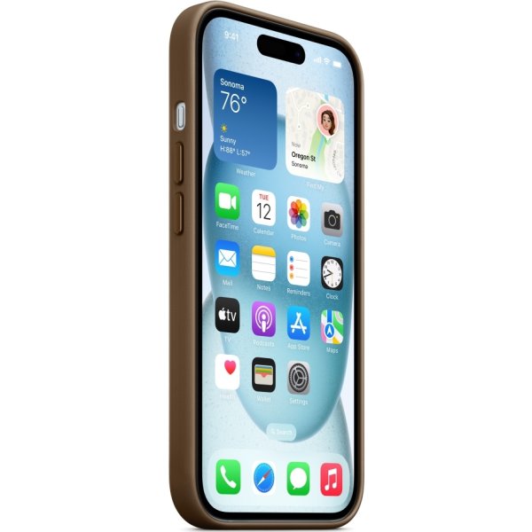 Apple iPhone 15 FineWoven fodral med MagSafe, brun