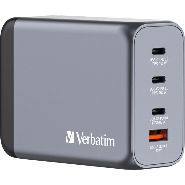 Verbatim GNC-200 GaN USB-A/USB-C-laddare | 200 W