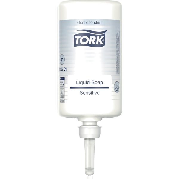 Tork S1 Sensitive tvål, oparfymerad, 1 l