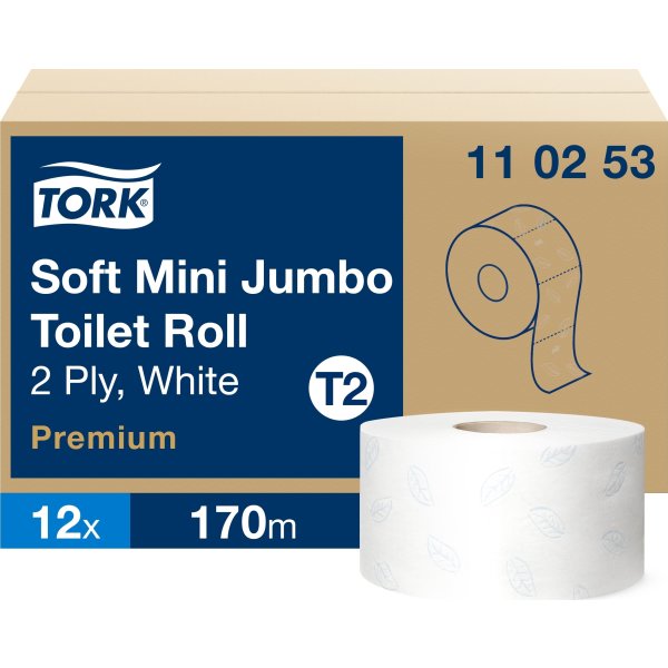 Tork T2 Premium Mini Jumbo Toalettpapper, 2-lager