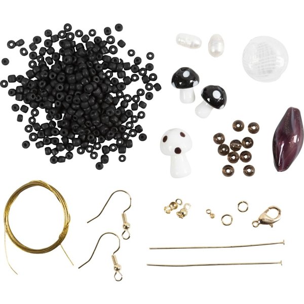 Mini DIY Kit, chunky halsband+örhänge, svart