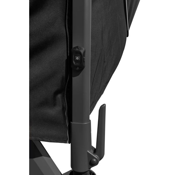Hängparasoll 3,5x3,5m,fot,hjul,lock,LED,beige