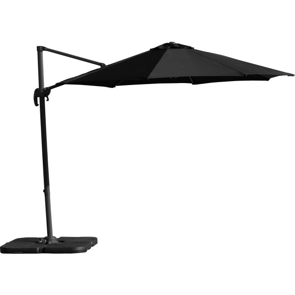 Hängparasoll Ø3m inkl. fot och överdrag, svart