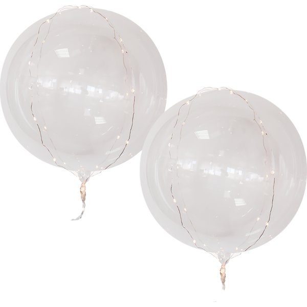 Ballong med vitt LED-ljus, 50 cm, 2 st.