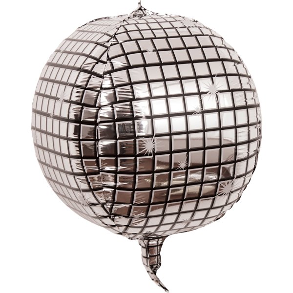 Ballong, folie, silver discokula, 55 cm, 1 st.