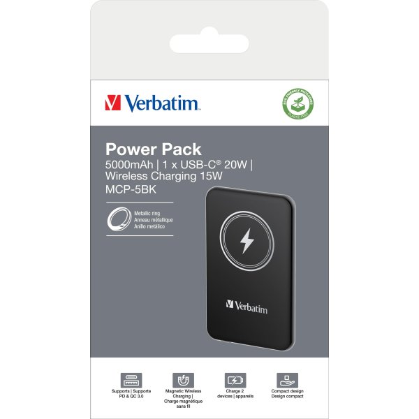 Verbatim Charge 'n' Go Powerbank 5000mAh, svart