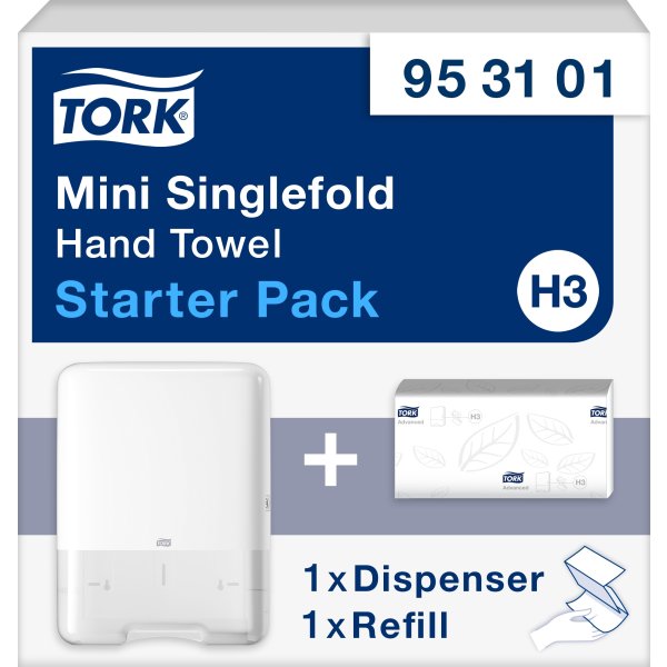 Tork H3 startpaket, dispenser och handduksark, vit