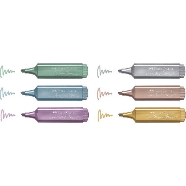 Faber-Castell Highlighter, Metallic, 6 färger