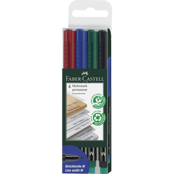 Faber-Castell Multimark Marker, M, 4 färger