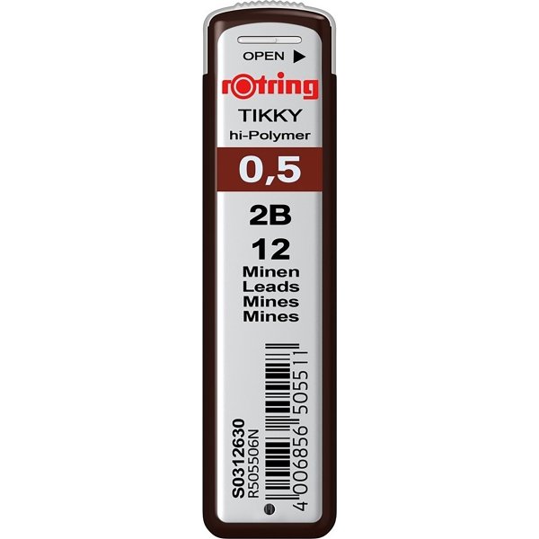 Rotring ring Tikky Stift, 2B, 0,5 mm, 12 st.